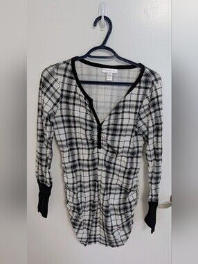 Motherhood Maternity Plaid Henley Shirt - Size Medium